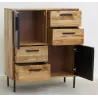 Commode en manguier naturel et teinté noir Damier