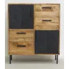 Commode en manguier naturel et teinté noir Damier