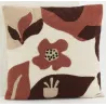 Coussin en coton brodé motifs floraux camaieu Terracotta