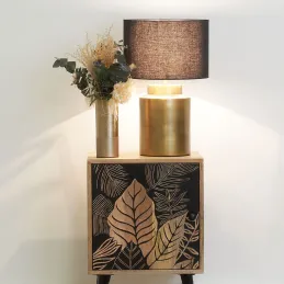 Table de nuit en manguier naturel et noir TROPICA