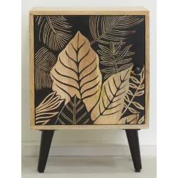 Table de nuit en manguier naturel et noir TROPICA