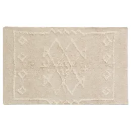 Tapis en coton tufté écru motifs ethniques