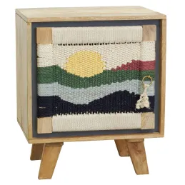 Chevet artisanal en manguier et coton tissé SUNSET