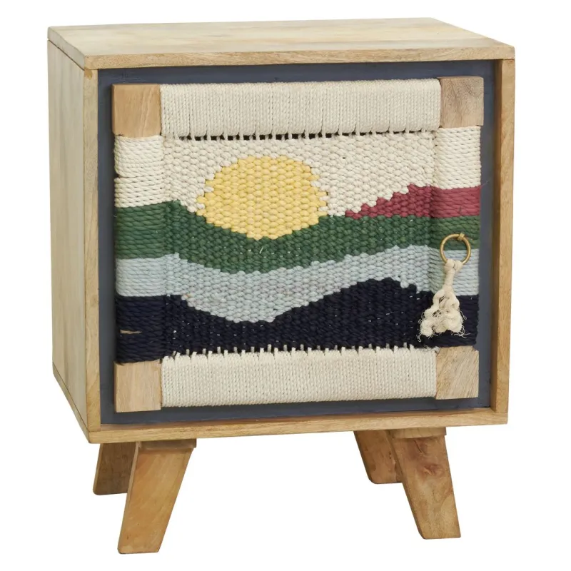 Chevet artisanal en manguier et coton tissé SUNSET