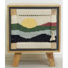 Chevet artisanal en manguier et coton tissé SUNSET