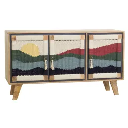 Buffet artisanal en manguier et coton tissé SUNSET