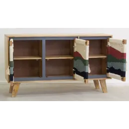 Buffet artisanal en manguier et coton tissé SUNSET