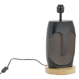 Pied de lampe Visage en aluminium noir et manguier