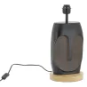 Pied de lampe Visage en aluminium noir et manguier