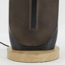 Pied de lampe Visage en aluminium noir et manguier