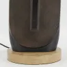 Pied de lampe Visage en aluminium noir et manguier
