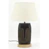 Pied de lampe Visage en aluminium noir et manguier