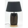 Pied de lampe Visage en aluminium noir et manguier