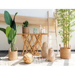 Cache-pots en jonc naturel avec anses (Lot de 3)