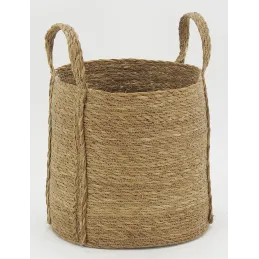 Cache-pots en jonc naturel avec anses (Lot de 3)