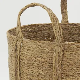 Cache-pots en jonc naturel avec anses (Lot de 3)