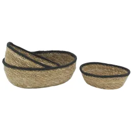 Corbeilles basses en jonc naturel (Lot de 3)