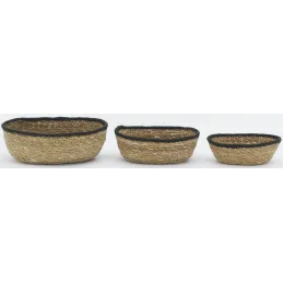 Corbeilles basses en jonc naturel (Lot de 3)