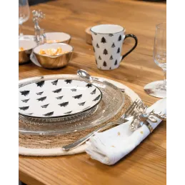 Sets de table ronds en jonc naturel et jute teinté (Lot de 6)