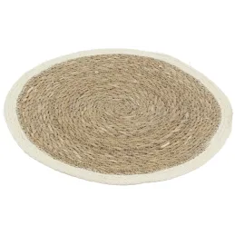 Sets de table ronds en jonc naturel et jute teinté (Lot de 6)