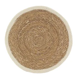 Sets de table ronds en jonc naturel et jute teinté (Lot de 6)
