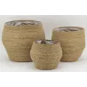 Cache-pots en jonc naturel et doublure plastique (Lot de 3)