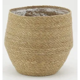 Cache-pots en jonc naturel et doublure plastique (Lot de 3)