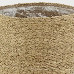 Cache-pots en jonc naturel et doublure plastique (Lot de 3)
