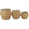 Cache-pots en jonc naturel et doublure plastique (Lot de 3)