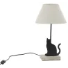 Lampe Chat en métal noir et bois