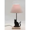Lampe Chat en métal noir et bois