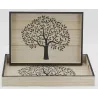 Plateaux rectangulaires en bois naturel Arbre de vie (Lot de 2)