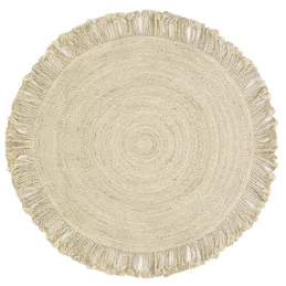 Tapis rond en jute avec franges