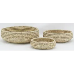 Corbeilles rondes en jonc naturel (Lot de 3)