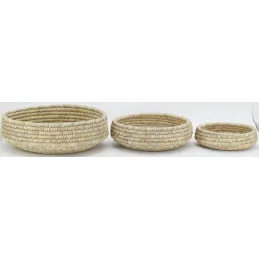 Corbeilles rondes en jonc naturel (Lot de 3)