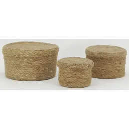 Boites rondes en jonc naturel (Lot de 3)