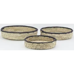 Corbeilles basses en jonc naturel (Lot de 3)