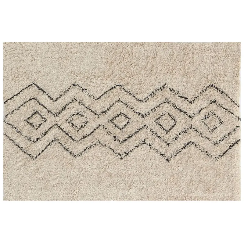 Tapis en coton naturel et noir 60 x 90 cm