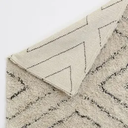 Tapis en coton naturel et noir 60 x 90 cm