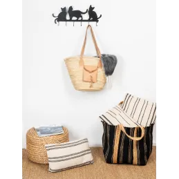 Corbeille de rangement en jute naturel et noir