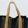 Corbeille de rangement en jute naturel et noir