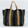 Corbeille de rangement en jute naturel et noir