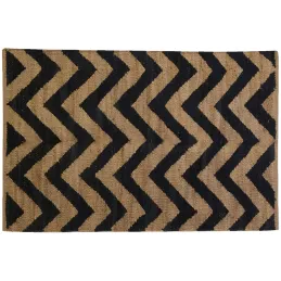 Tapis en jute naturel et noir graphique