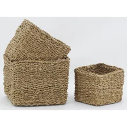 Série de 3 cache-pots en jonc naturel (Lot de 3)