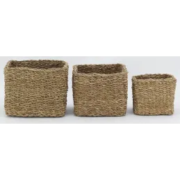 Série de 3 cache-pots en jonc naturel (Lot de 3)