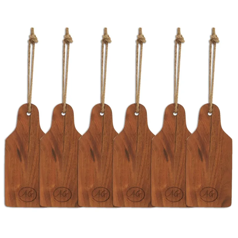Mini planches à découper rectangle en acacia huilé (Lot de 6)