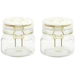 Set de 2 bocaux en verre couvercle céramique