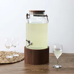 Fontaine à boisson 6 litres avec support en bois et anse