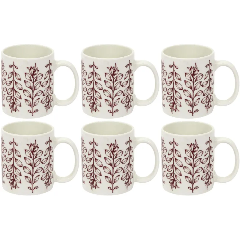 Mug en porcelaine Cottage 35 cl (Lot de 6)