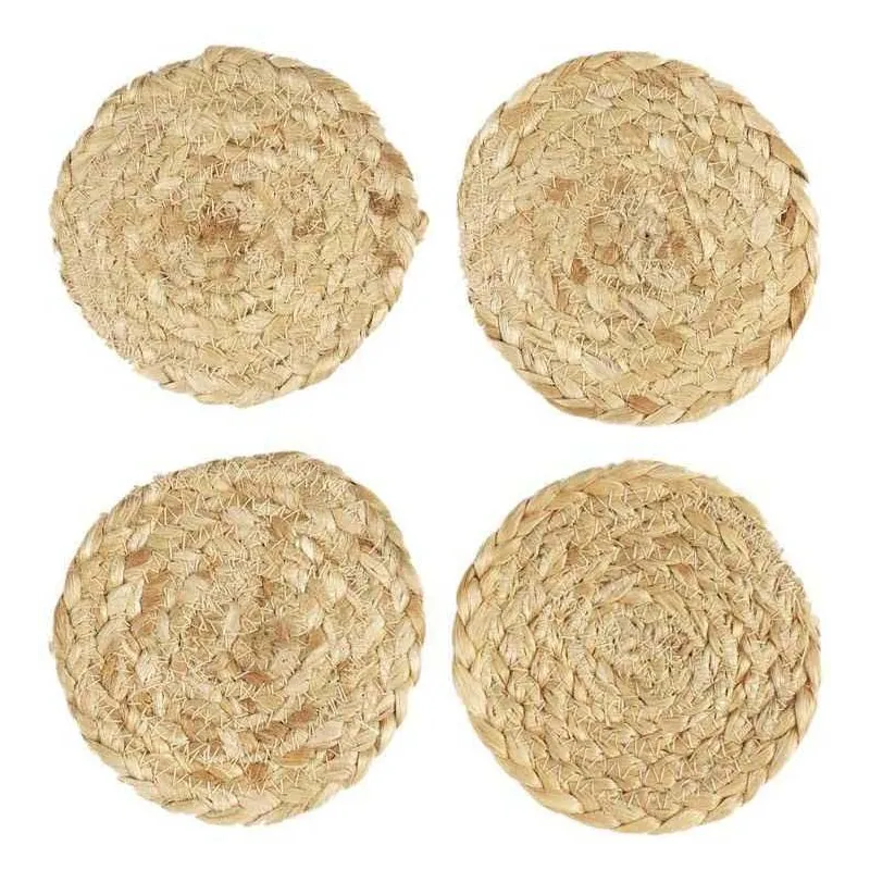 Set de 4 dessous de verre en jute 10 cm